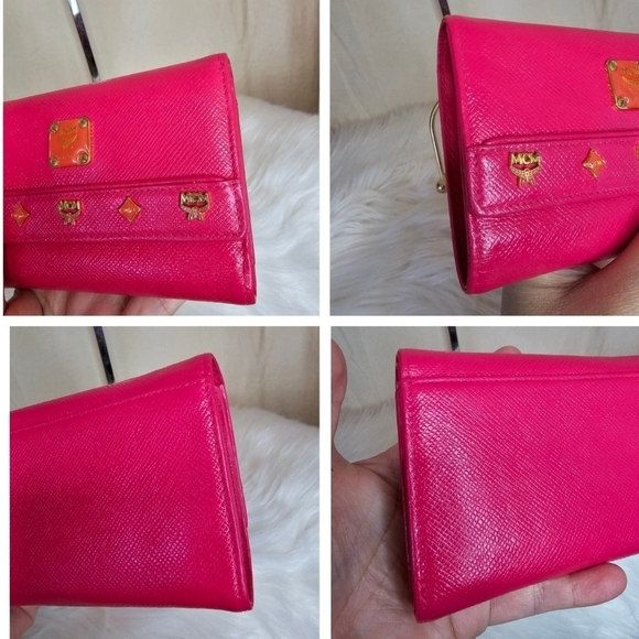 🔹️ MCM🔹️ Pink Leather  Trifold Wallet With Charms ✨️🎀 - Picture 9 of 9
